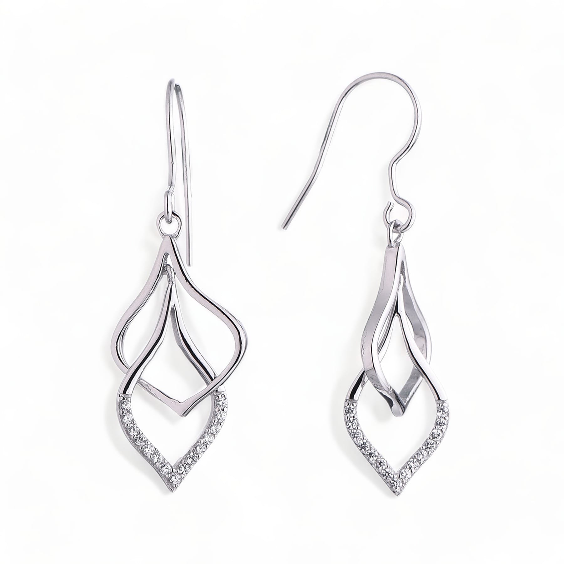 Sterling Silver Interlocking Drop Earrings