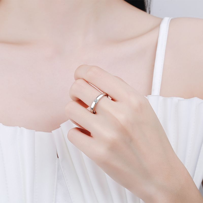 Sterling Silver Moissanite Band Ring for Women
