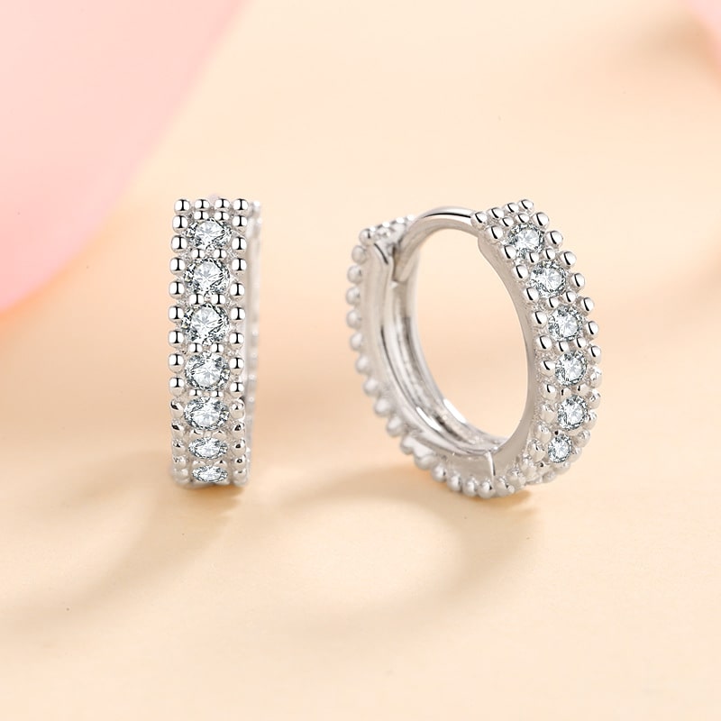 Sterling Silver Moissanite Huggie Earrings