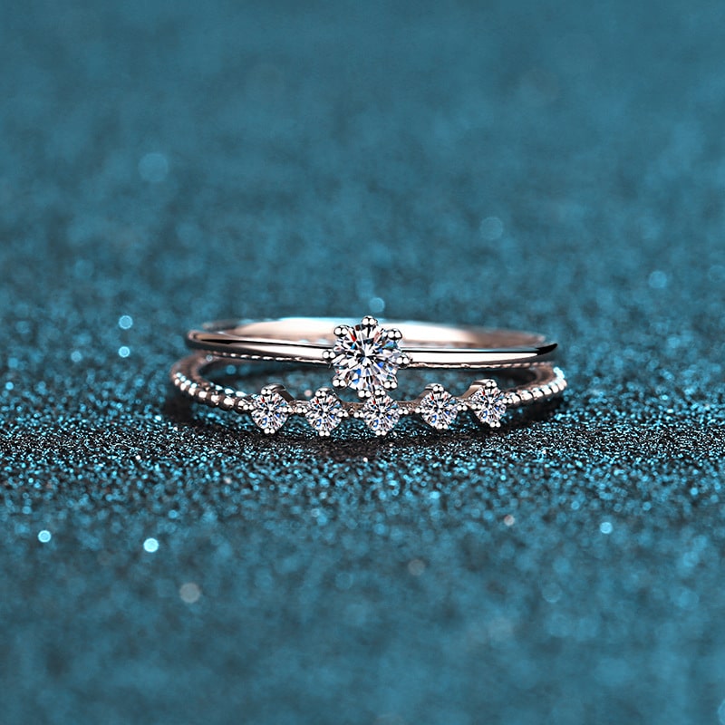 Sterling Silver Moissanite Layered Rings
