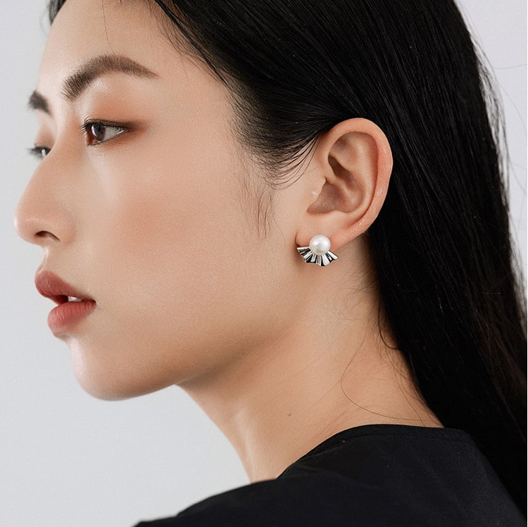 Sterling Silver Pearl Stud Earrings