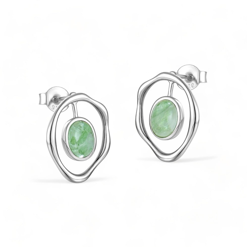 Sterling silver green hoop earrings min