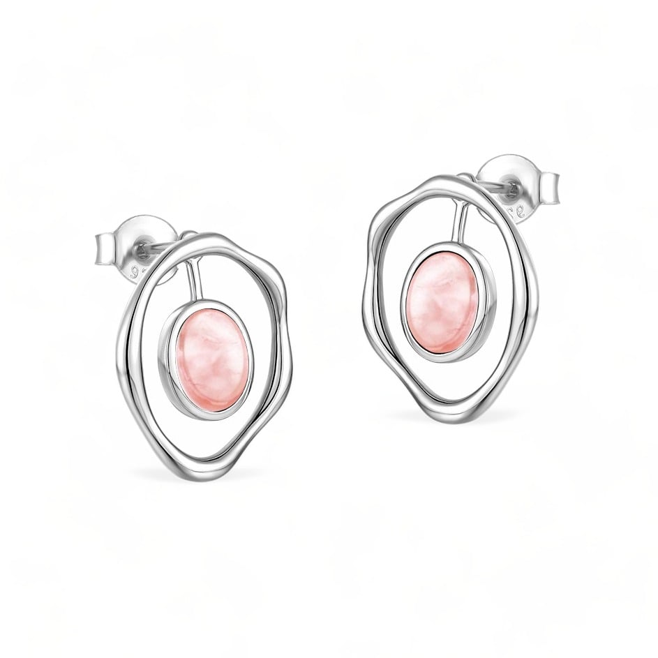 Sterling silver pink stud earrings min