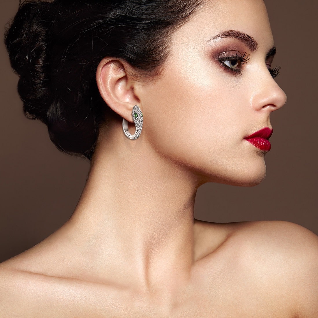 Sterling silver snake earrings for women