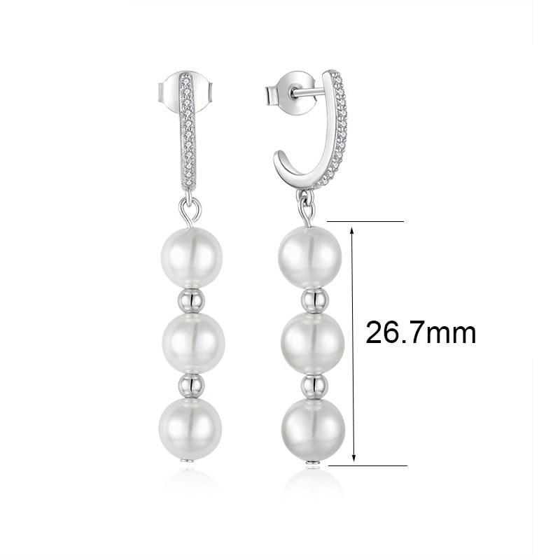 sterling silver pearl dangle earrings size