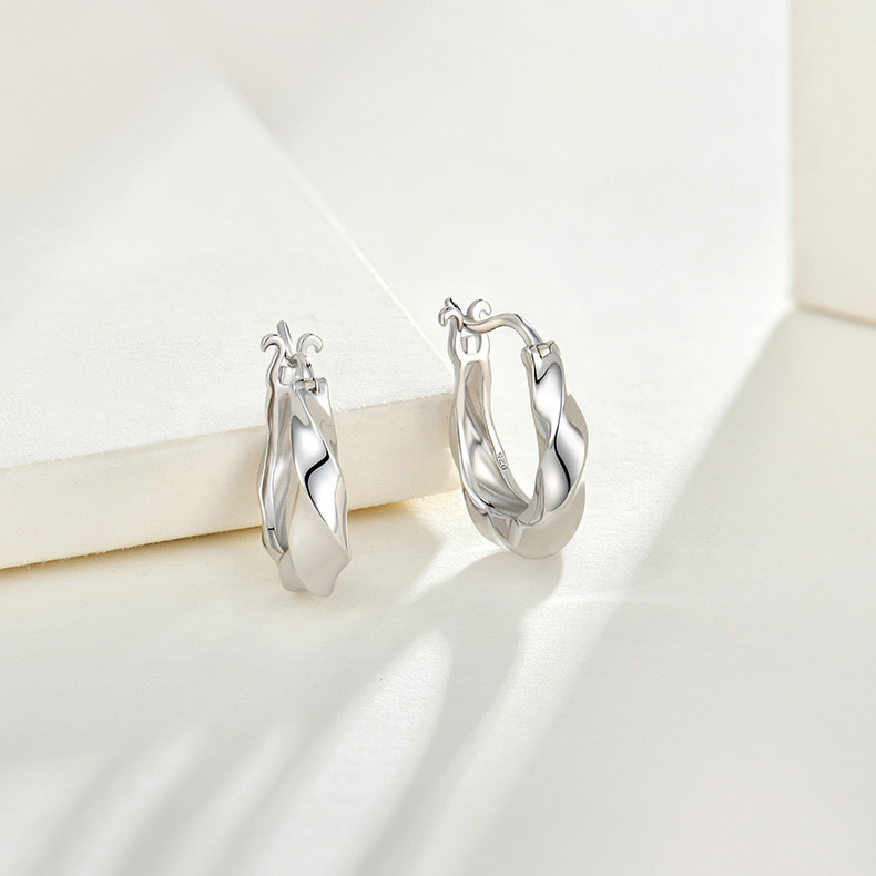 twisted hoop sterling silver earrings
